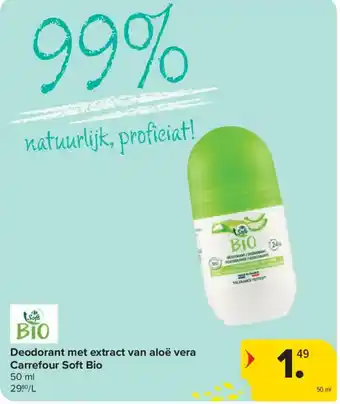 Deodorant met extract van aloë vera Carrefour Soft Bio