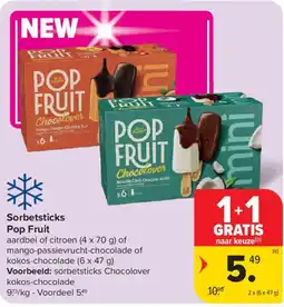 Carrefour Sorbetsticks Pop Fruit aanbieding