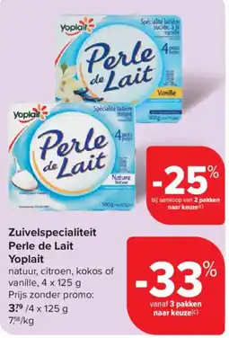 Carrefour Market Zuivelspecialiteit Perle de Lait Yoplait aanbieding