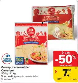 Carrefour Geraspte emmentaler aanbieding