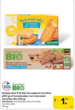 Carrefour Market koekjes duo p'tit déj met yoghurt aanbieding