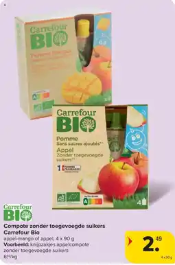 Carrefour Market Compote zonder toegevoegde suikers Carrefour Bio aanbieding