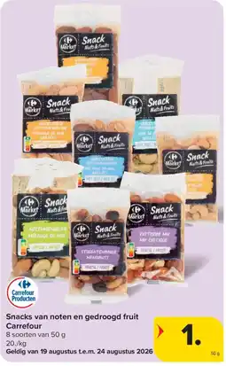 Carrefour Snacks van noten en gedroogd fruit aanbieding
