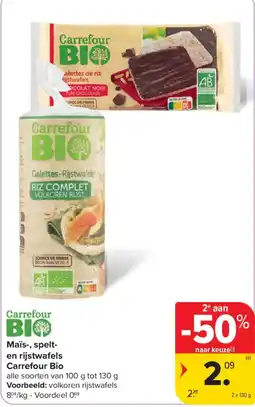 Carrefour mais-, spelt- en rijstwafels carrefour bio aanbieding