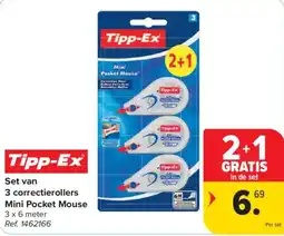 Carrefour Market Set van 3 correctierollers Mini Pocket Mouse aanbieding
