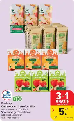 Carrefour Fruitsap Carrefour en Carrefour Bio aanbieding