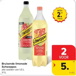 Carrefour Bruisende limonade Schweppes aanbieding
