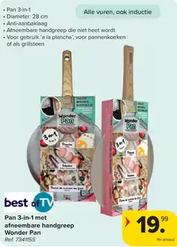 Carrefour Pan 3-in-1 met afneembare handgreep Wonder Pan aanbieding