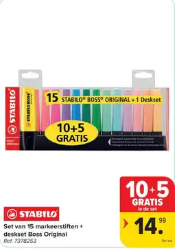 Carrefour Set van 15 markeerstiften + deskset Boss Original aanbieding