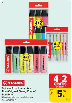 Carrefour Set van 6 markeerstiften aanbieding