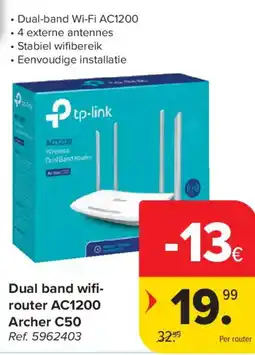 Carrefour Dual band wifi-router AC1200 archer c50 aanbieding