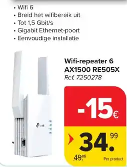 Carrefour Wifi-repeater 6 AX1500 RE505X aanbieding