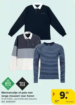 Carrefour Marinetruitje of polo met lange mouwen voor heren aanbieding