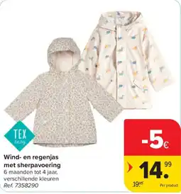 Carrefour Wind- en regenjas met sherpafoering aanbieding