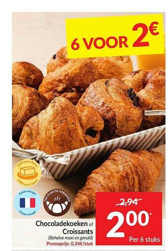 Intermarché Chocoladekoeken Of Croissants aanbieding