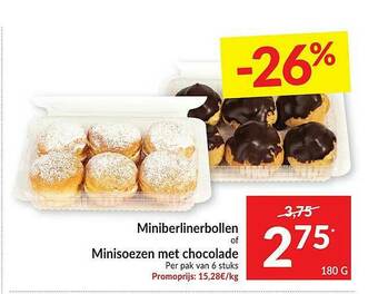 Intermarché Miniberlinerbollen Of Minisoezen Met Chocolade aanbieding