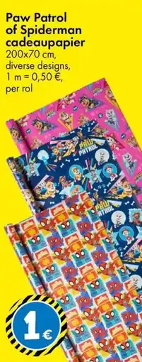 TEDi Paw Patrol of Spiderman cadeaupapier aanbieding