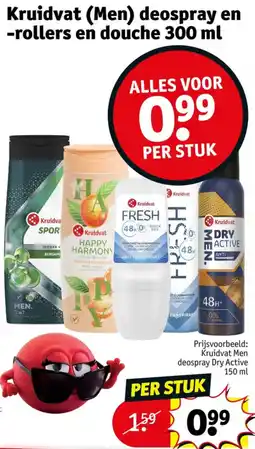 Kruidvat Kruidvat (Men) deospray en -rollers en douche aanbieding