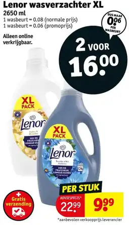 Kruidvat Lenor wasverzachter xl aanbieding