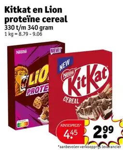 Kruidvat Kitkat en Lion proteïne cereal aanbieding