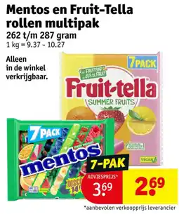Kruidvat Mentos en Fruit-Tella rollen multipak aanbieding
