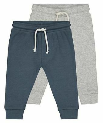 HEMA HEMA Baby Sweatbroek Rib - 2 Stuks Blauw (blauw) aanbieding
