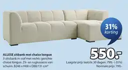 Jysk Allese zitbank met chaise longue aanbieding