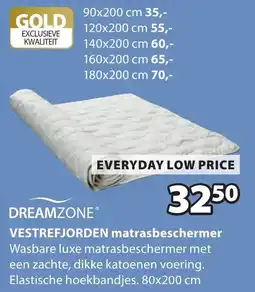 Jysk Dreamzone vestrefjorden matrasbeschermer aanbieding