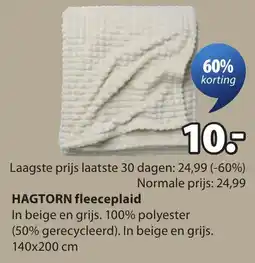 Jysk Hagtorn fleeceplaid aanbieding