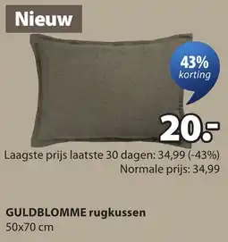Jysk guldbloemme rugkussen aanbieding