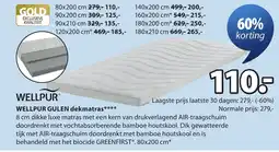 Jysk Wellpur gulen dekmatras aanbieding