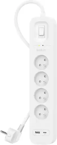 Coolblue Belkin Surge Protection 4 Outlet 2 Meter Usb C Wit aanbieding