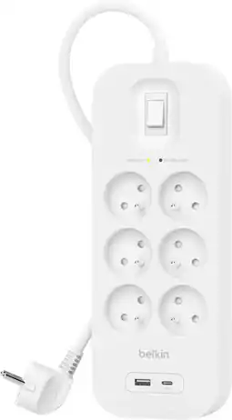 Coolblue Belkin Surge Protection 6 Outlet 2 Meter Usb C Wit aanbieding