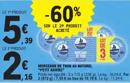 E.Leclerc Morceaux de thon au naturel petit navire aanbieding