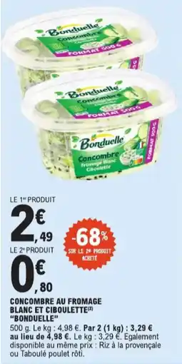 E.Leclerc Concombre au fromage blanc et ciboulette aanbieding
