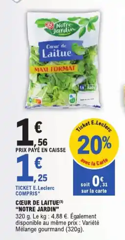 E.Leclerc Cœur de laitue aanbieding