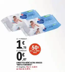 E.Leclerc Lingettes bébé ultra douces mots d'enfants aanbieding