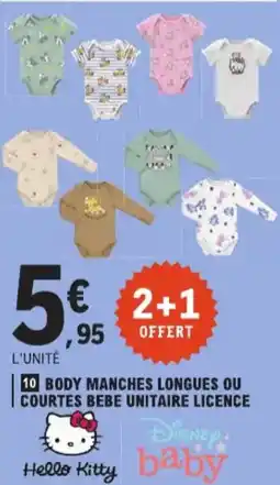 E.Leclerc body manches longues ou courtes bebe unitaire licence aanbieding