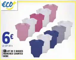E.Leclerc Lot de 5 bodies manches courtes bebe aanbieding