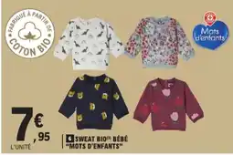 E.Leclerc sweat bio bébé mots d'enfants aanbieding