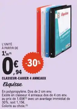 E.Leclerc Classeur-cahier 4 anneaux aanbieding