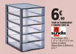E.Leclerc Tour de rangement 5 tiroirs gris a6 aanbieding