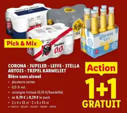Lidl Corona - jupiler - leffe-stella artois-tripel karmeliet bière sans alcool aanbieding