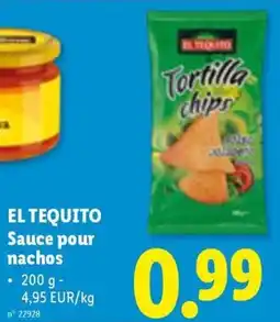 Lidl El tequito sauce pour nachos aanbieding