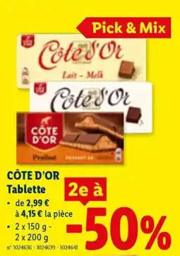 Lidl Côte d'Or Tablette aanbieding