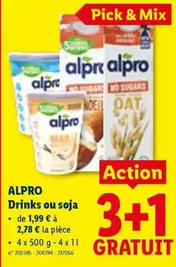 Lidl Alpro drinks ou soja aanbieding