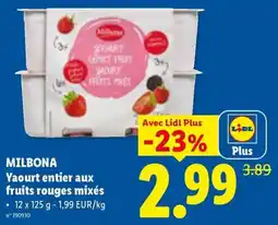 Lidl Milbona yaourt entier aux fruits rouges mixés aanbieding