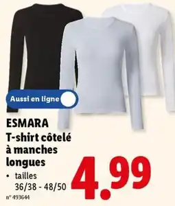 Lidl Esmara t-shirt côtelé à manches longues aanbieding