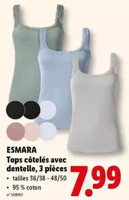 Lidl Esmara tops côtelés avec dentelle aanbieding