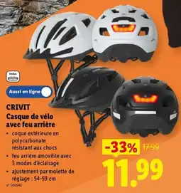 Lidl Crivit casque de vélo avec feu arrière aanbieding